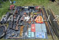 Persenjataan dan atribut OPM Kodap VIII/Intan Jaya yang diamankan Koops Habema Kogabwilham III. (Foto: Dok. Media Koops Habema)